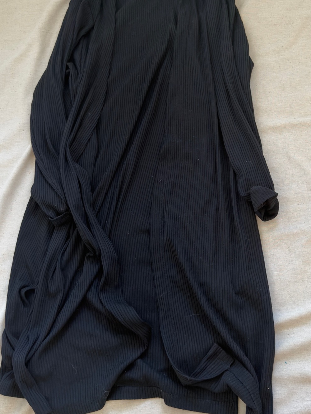 Dex Black Ribbed Long Cardigan